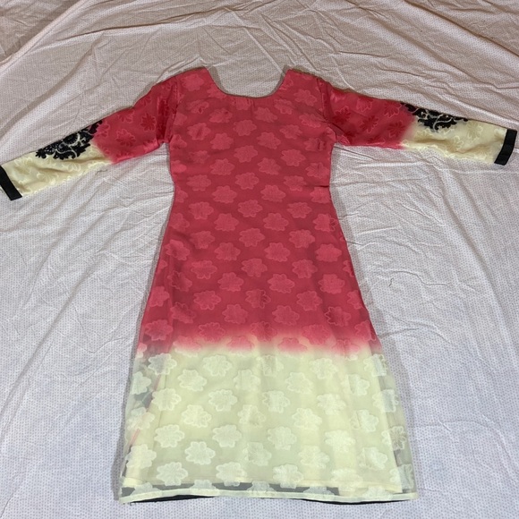Pink, Black, & Cream Salwar Kameez Straight Suit - Picture 6 of 11